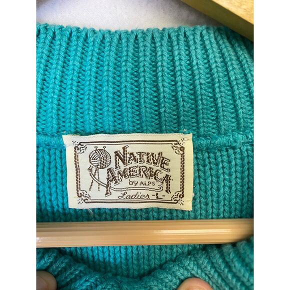 Vintage Native American 80s/90s Teal Cable Knit Sweater Vest Top Made In The USA - Picture 4 of 8